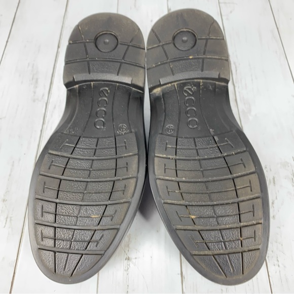 Ecco Helsinki Mens Oxford Shoes Size 7.5 Black Leather Bicycle Toe Lace Up - Picture 7 of 12